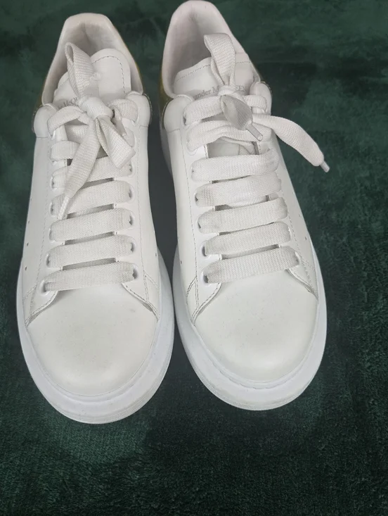ALEXANDER MCQUEEN WOMAN OVER SIZE WHITE/GOLD SHOES RARE MODEL SIZE 38 1/2 **** - Picture 4 of 11